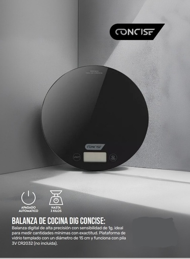 [1155] BALANZA DE COCINA CONCISE DIGITAL NEGRA