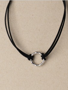 [1244] COLGANTES -- DOBLE CORDÓN CON ARGOLLA RÚSTICA CHOKER 