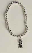 [1748] PULSERA DE BOLITAS ELASTIZADA CON DIJE LOVE - ZAMAK